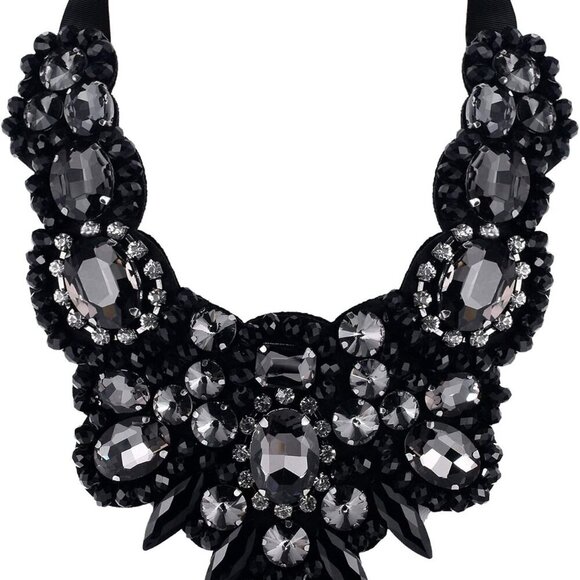 Rhinestone Crystal Bib Necklace Chunky Collar Statement Jewelry Women Gift